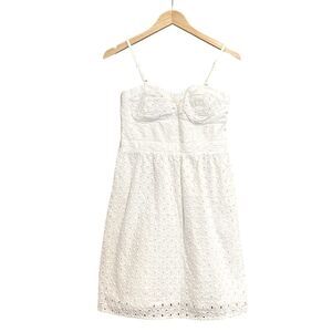 American Eagle Outfitters Sz 6 White Eyelet Removable Strap Mini Dress